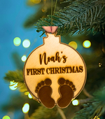 Load image into Gallery viewer, Baby's First Christmas Bauble Ornament (Multiple Colours Available)
