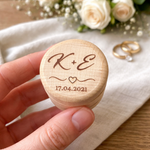 Load image into Gallery viewer, Initials + Date + Heart  Wooden Ring Box

