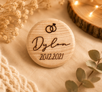 Load image into Gallery viewer, Rings + Name + Date Wooden Ring Box
