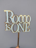 Load image into Gallery viewer, Name + is + Age Cake Topper Double layer
