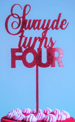 Load image into Gallery viewer, Name + turns + AGE Cake Topper
