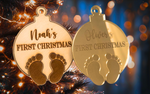 Load image into Gallery viewer, Baby's First Christmas Bauble Ornament (Multiple Colours Available)
