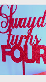 Load and play video in Gallery viewer, Name + turns + AGE Cake Topper
