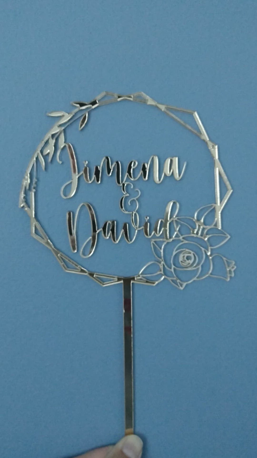 Name + Name Hexagonal Rose Vines Cake Topper Wedding / Engagement