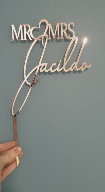 MR + Heart + MRS + Surname Cake Topper Wedding / Engagement
