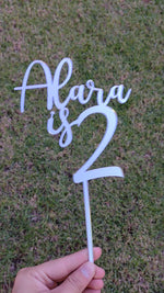 Load and play video in Gallery viewer, Name is 3 (1, 2, 3, 4, 5... any Age) Cake Topper
