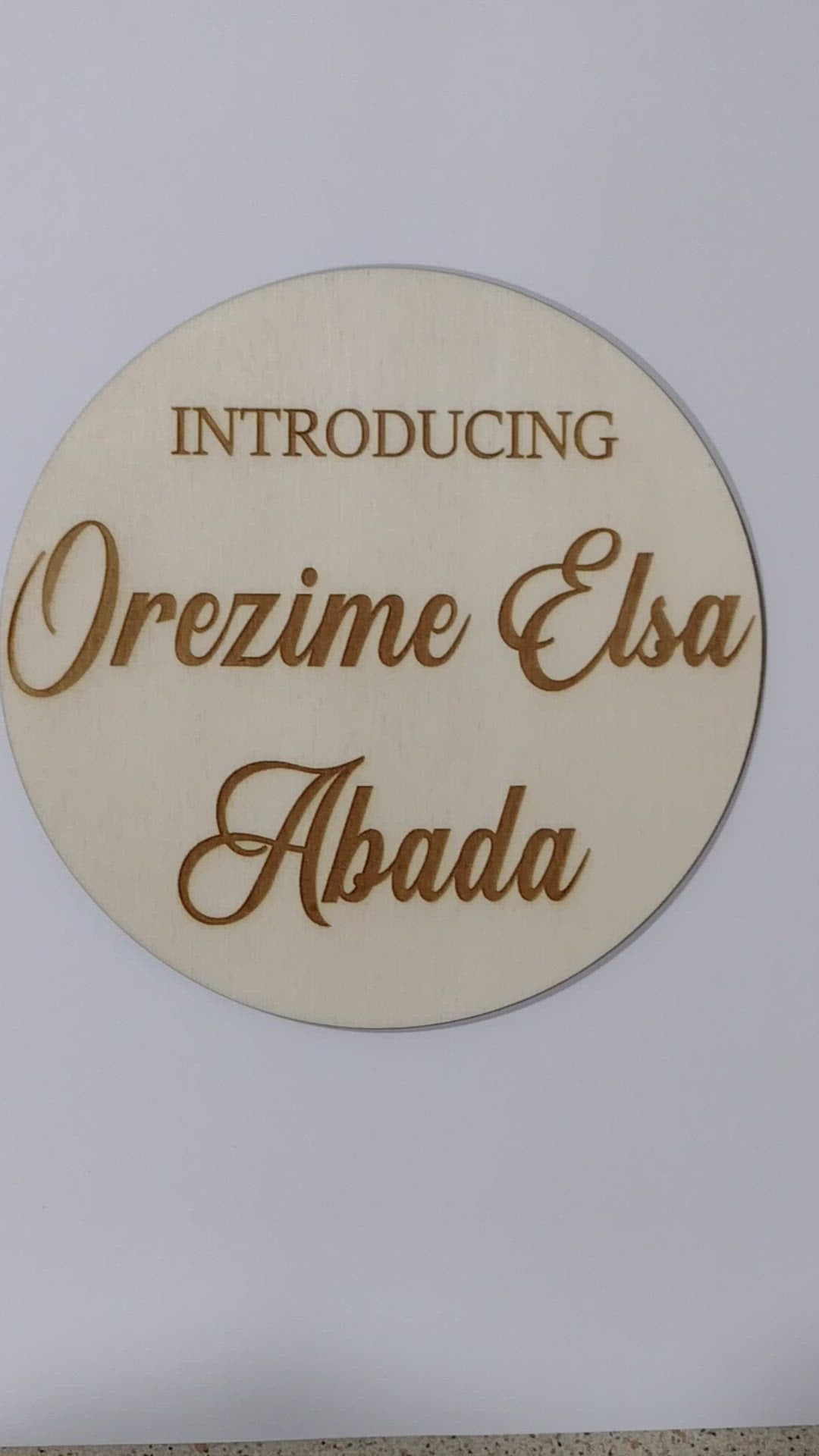 Personalised New Born Announcement / Introducing + Baby Name Disc Double Sided