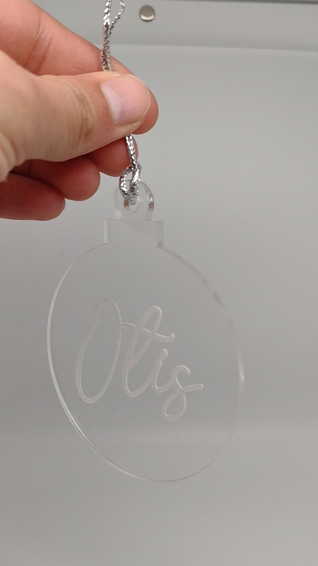 Name Christmas Ornament Clear Acrylic