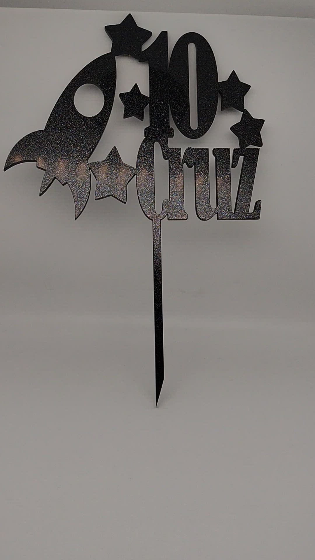 Spaceship + Age + Name  Cake Topper