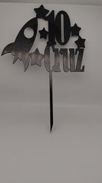 Load and play video in Gallery viewer, Spaceship + Age + Name  Cake Topper
