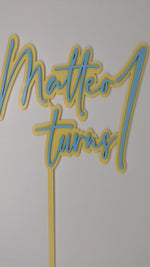 Load and play video in Gallery viewer, Name turns + Age Cake Topper Double layer
