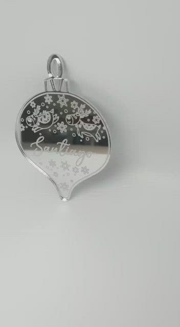 Bauble + Name + Reindeer Ornament