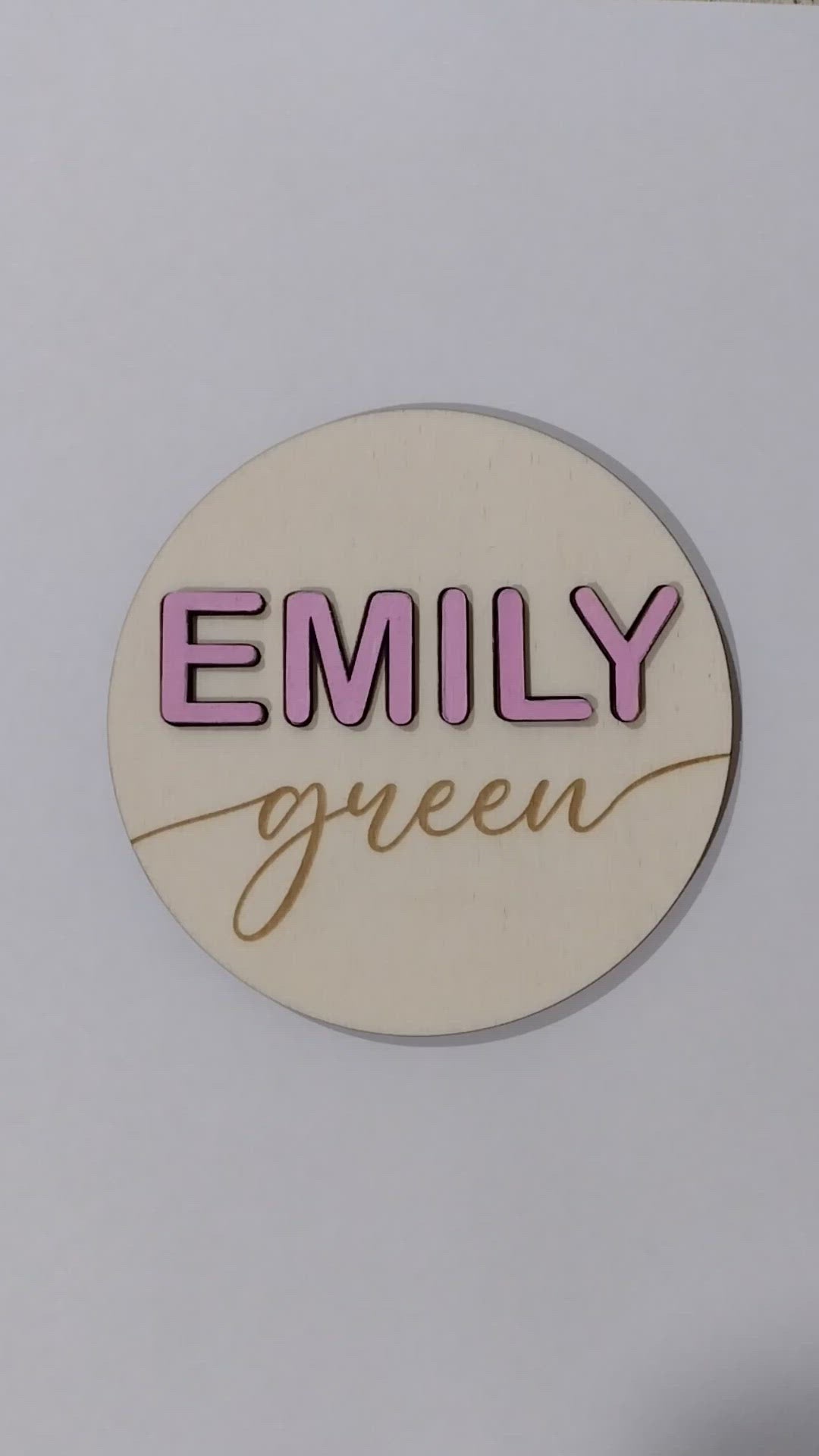 Newborn Announcement Sign / Disc Name + Surname