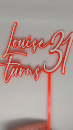 Load and play video in Gallery viewer, Name is Age Cake Topper Double layer
