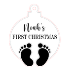 Load image into Gallery viewer, Name + First Christmas + Baby Footprints Ornament Bauble
