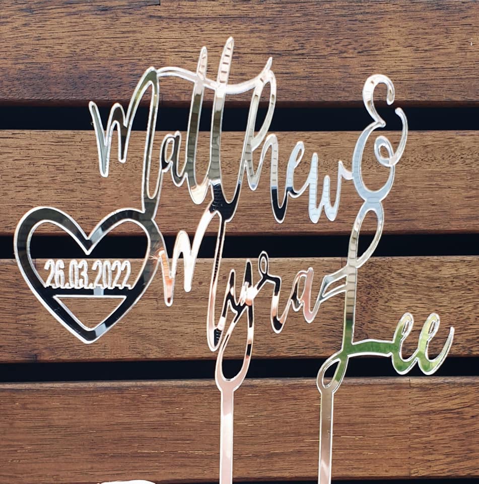 Mr Name and/& Mrs Name wit Date Cake Topper
