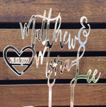 Load image into Gallery viewer, Mr Name and/&amp; Mrs Name wit Date Cake Topper

