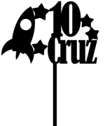 Load image into Gallery viewer, Spaceship + Age + Name  Cake Topper
