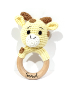 Load image into Gallery viewer, Handmade Giraffe Teether / Rattle (Name or Name + DOB) Personalised
