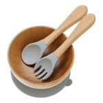Load image into Gallery viewer, Baby&#39;s Wooden Silicone Bowl, Fork and Spoon

