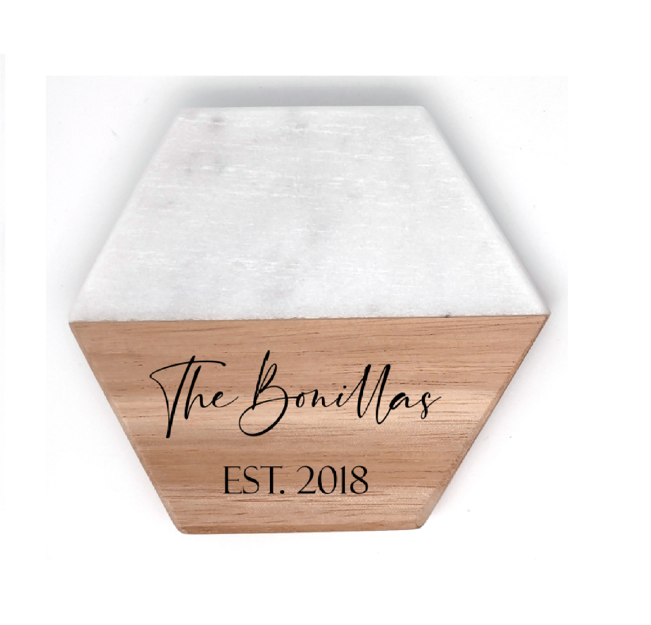 Personalised Marble and Wood Coasters - Gift