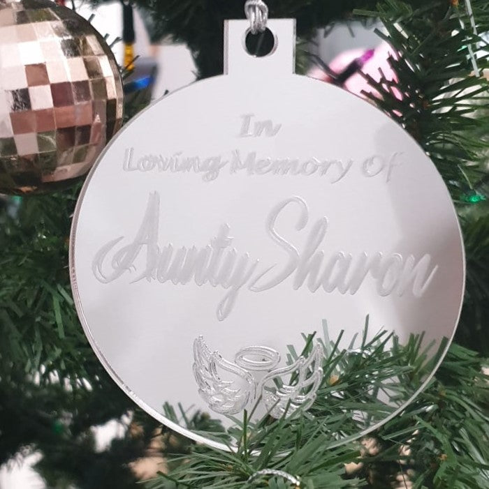 In Loving Memory of + Name + Angel Christmas Ornament