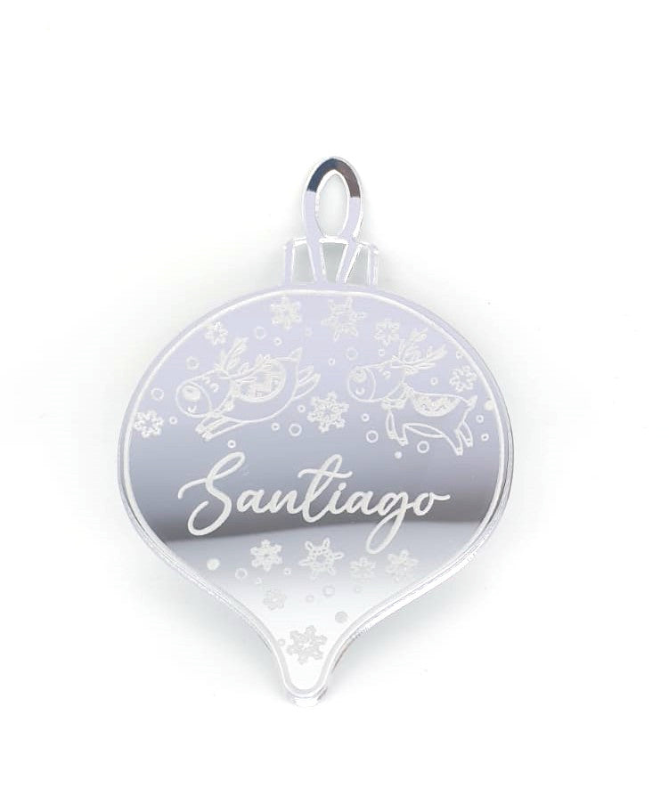 Bauble + Name + Reindeer Ornament