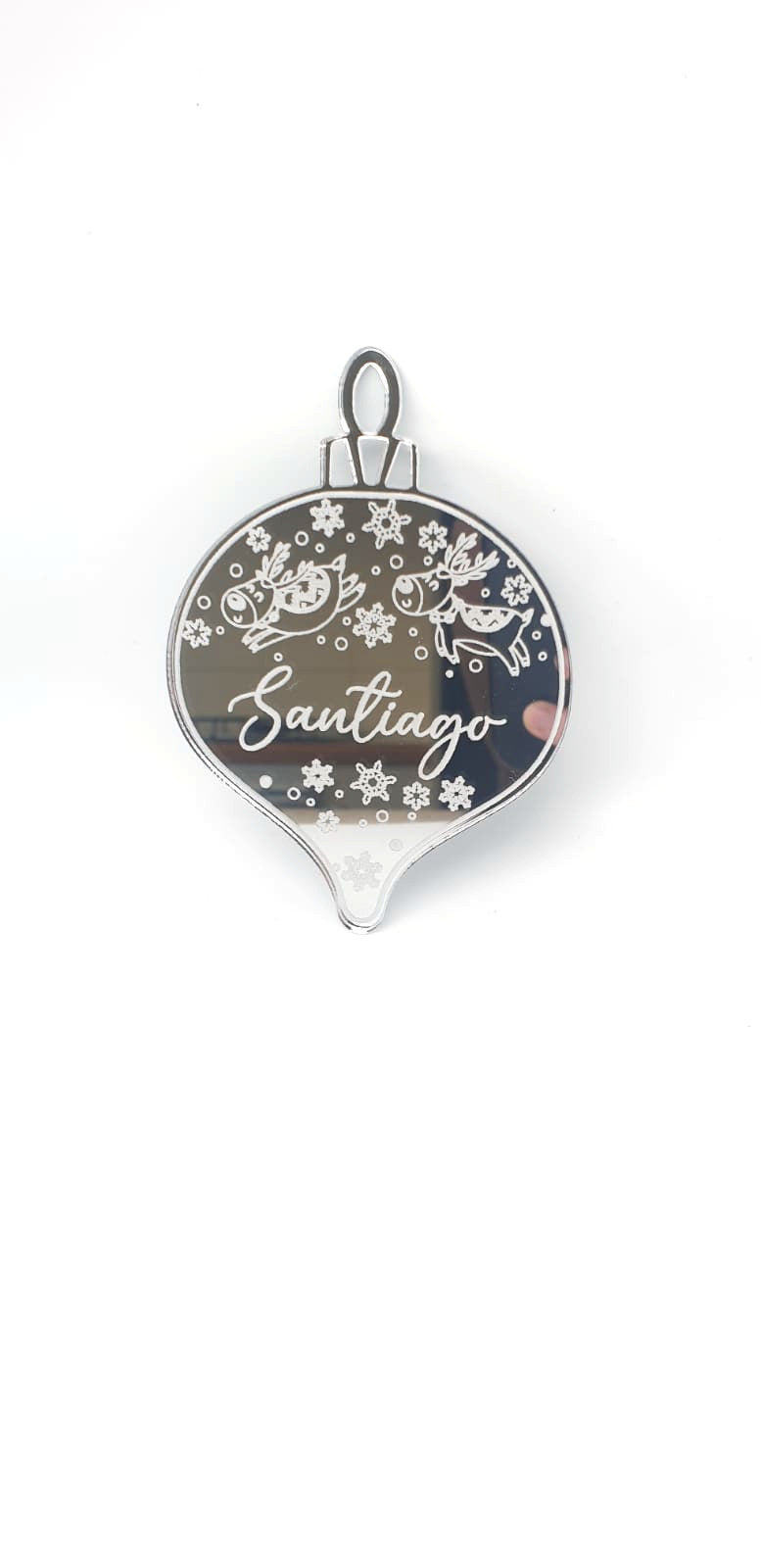 Bauble + Name + Reindeer Ornament
