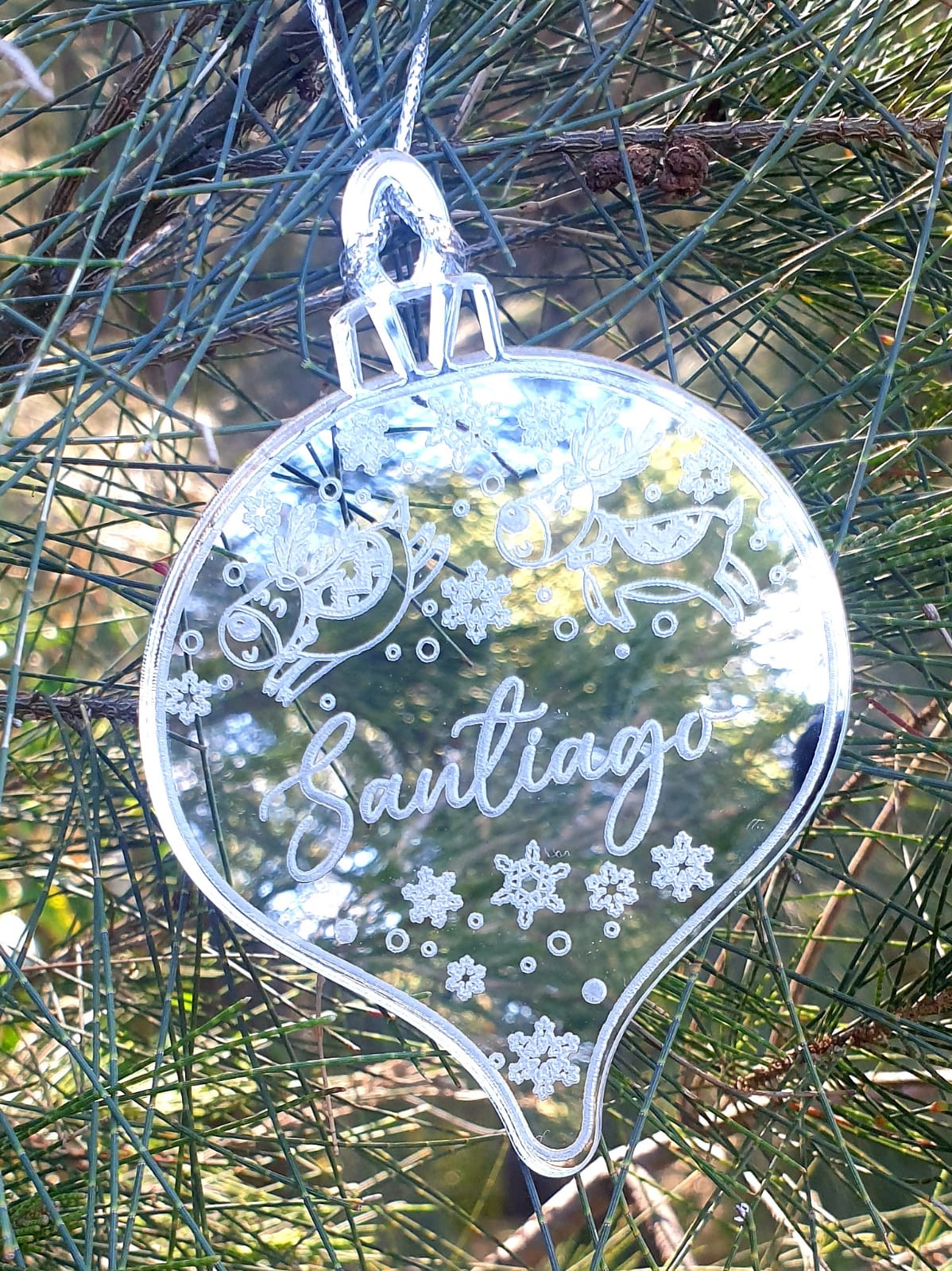 Bauble + Name + Reindeer Ornament