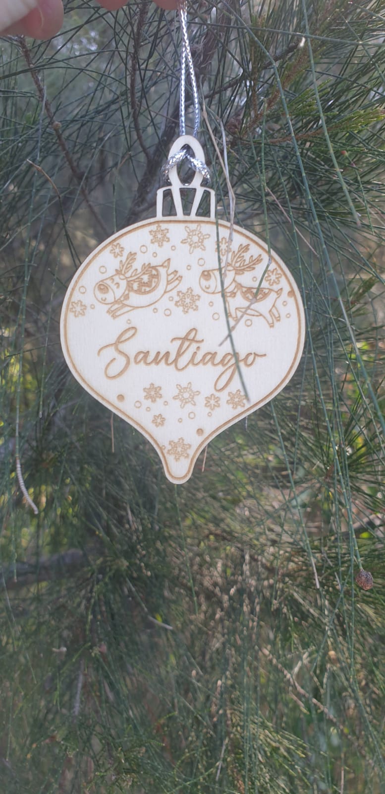 Bauble + Name + Reindeer Ornament