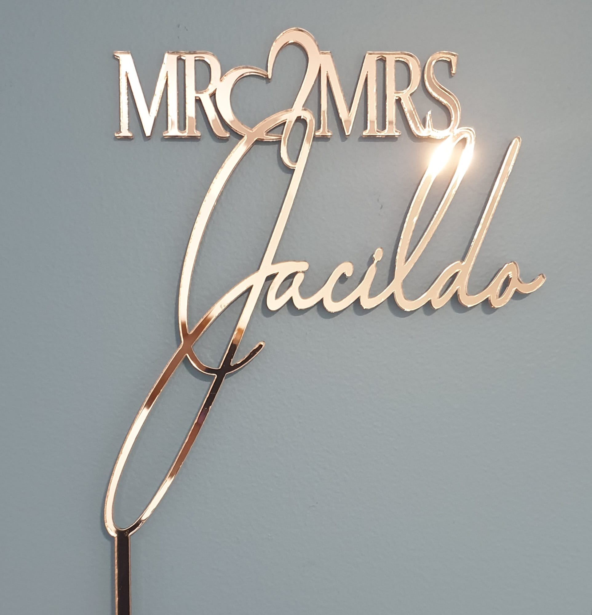 MR + Heart + MRS + Surname Cake Topper Wedding / Engagement