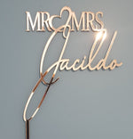Load image into Gallery viewer, MR + Heart + MRS + Surname Cake Topper Wedding / Engagement
