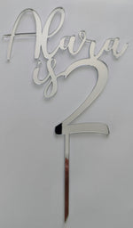 Load image into Gallery viewer, Name is 3 (1, 2, 3, 4, 5... any Age) Cake Topper
