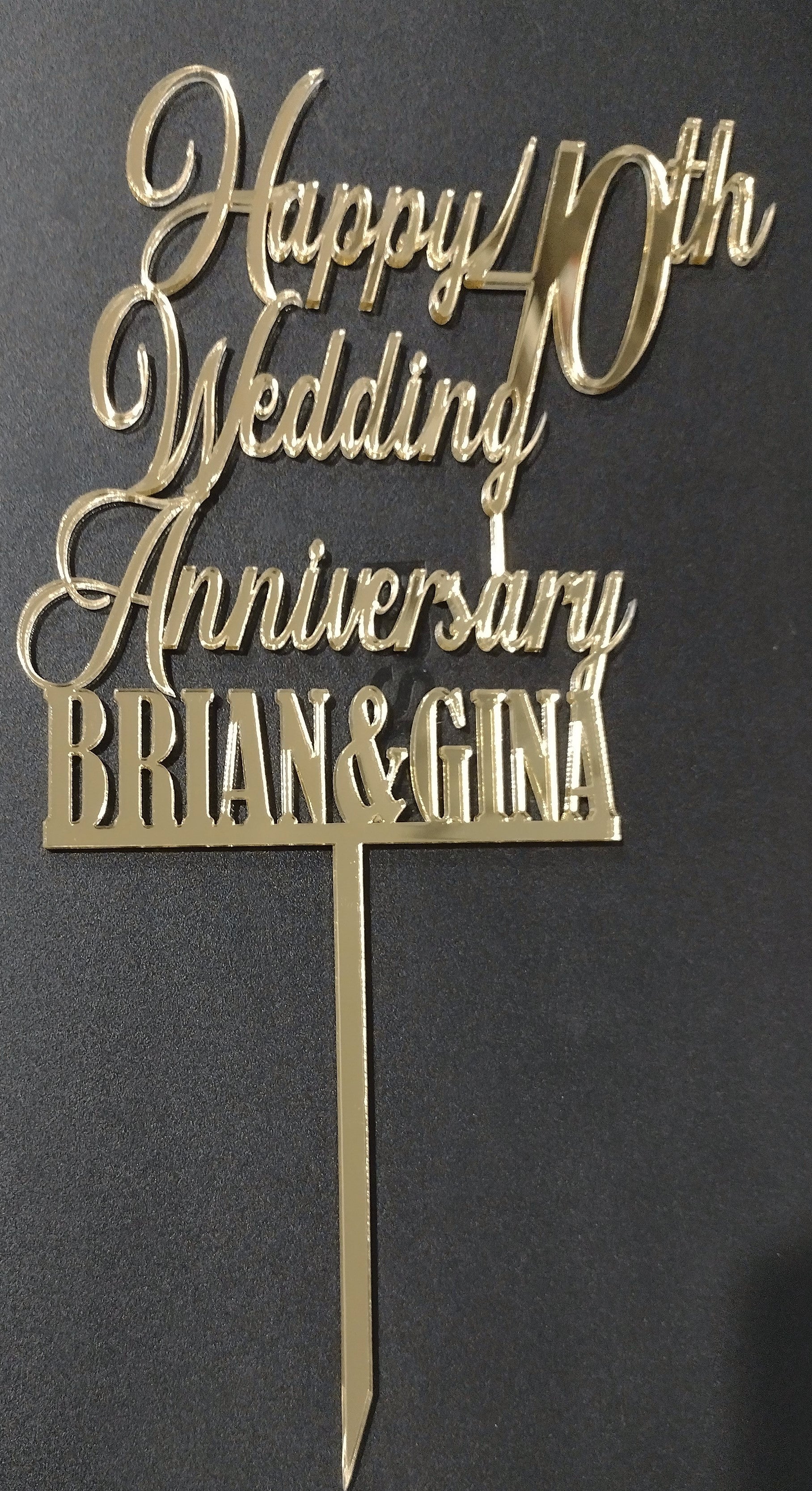 Happy 40th Wedding Anniversary + Names Cake Topper