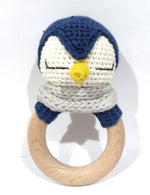 Load image into Gallery viewer, Handmade Penguin Teether / Rattle (Name or Name + DOB) Personalised
