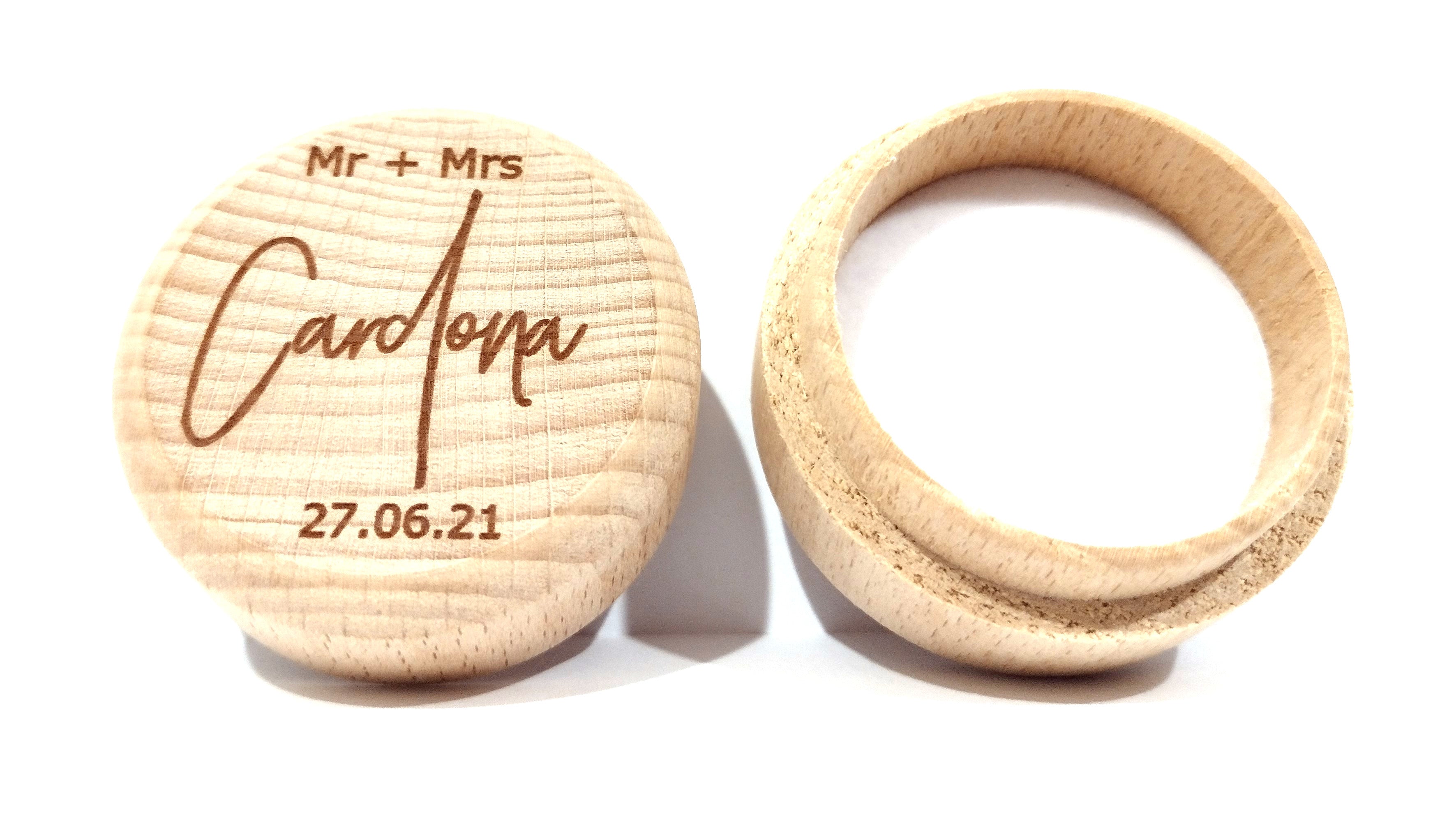 Mr + Mrs | Surname | Date Wooden Ring Box