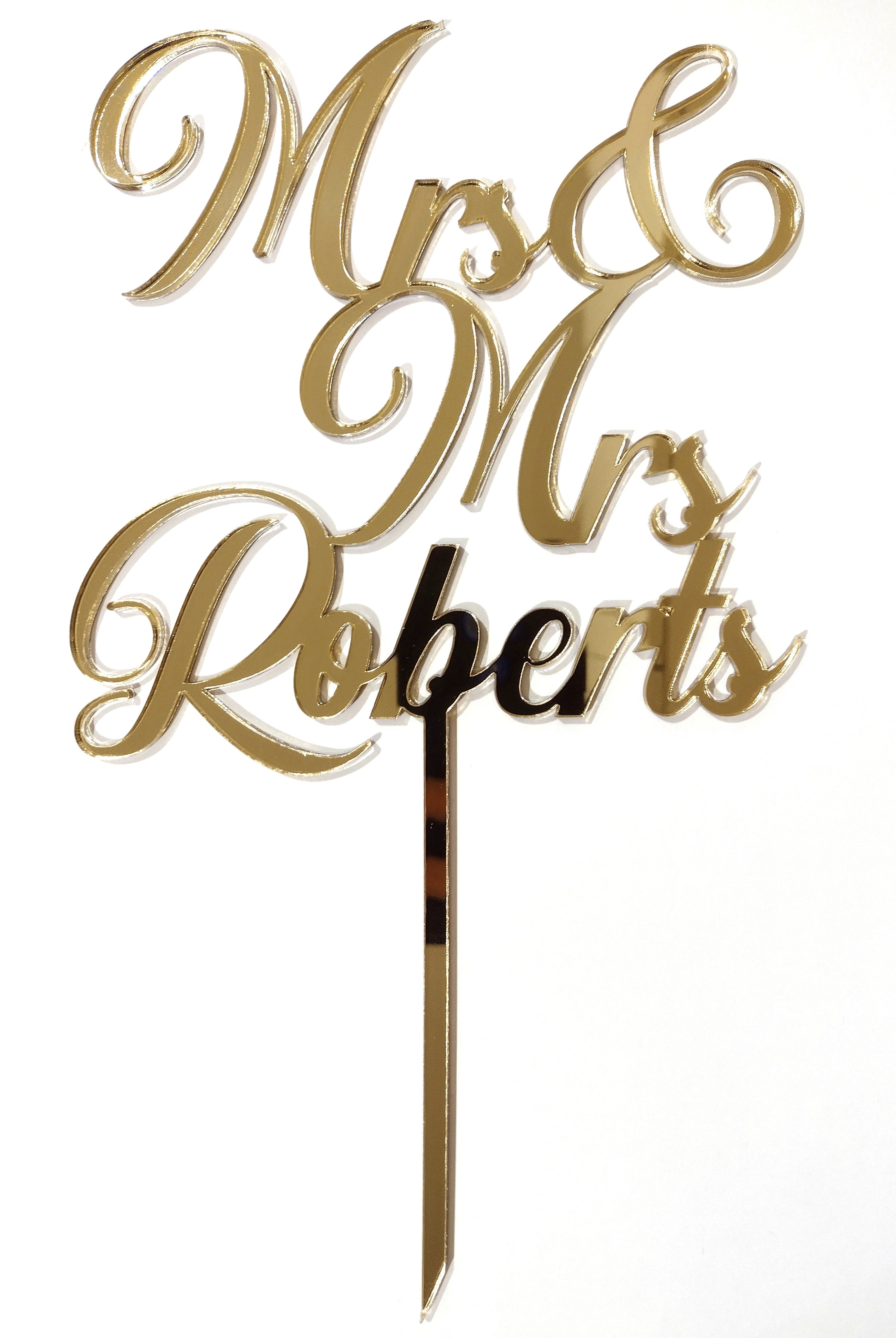Mrs & Mrs Surname Cake Topper Wedding / Engagement
