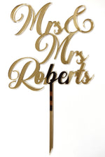 Load image into Gallery viewer, Mrs &amp; Mrs Surname Cake Topper Wedding / Engagement
