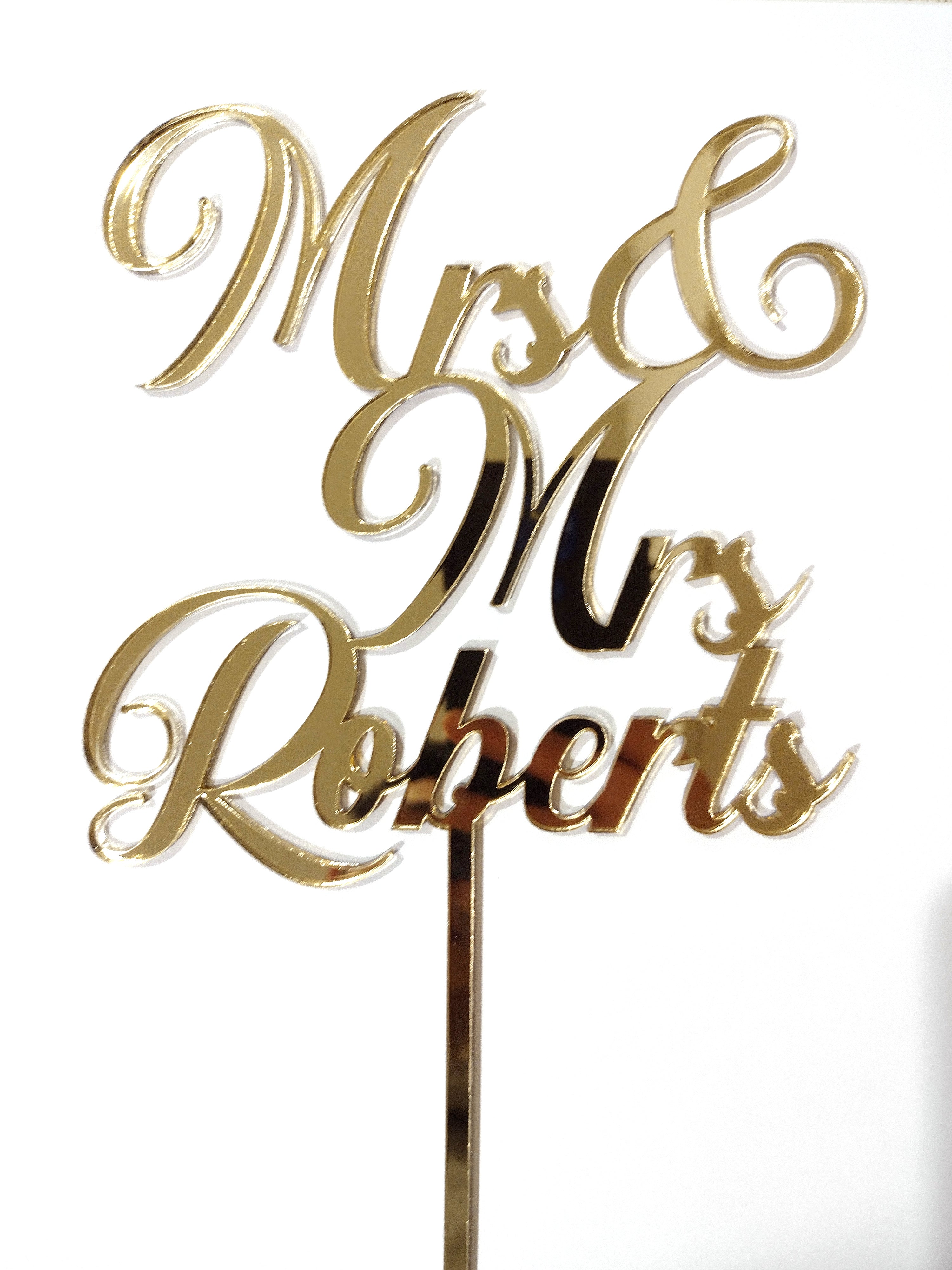 Mrs & Mrs Surname Cake Topper Wedding / Engagement