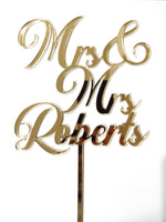 Load image into Gallery viewer, Mrs &amp; Mrs Surname Cake Topper Wedding / Engagement
