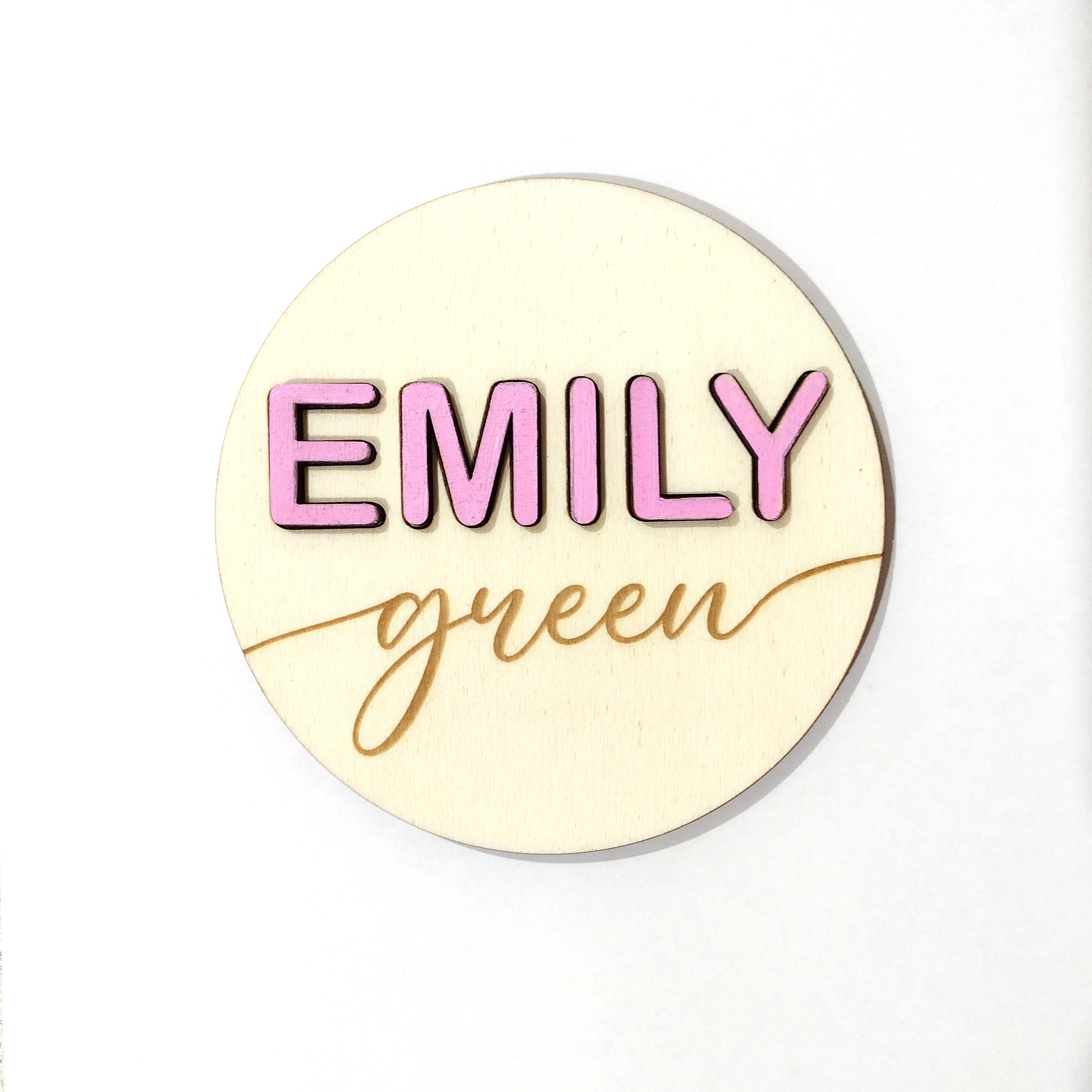 Newborn Announcement Sign / Disc Name + Surname