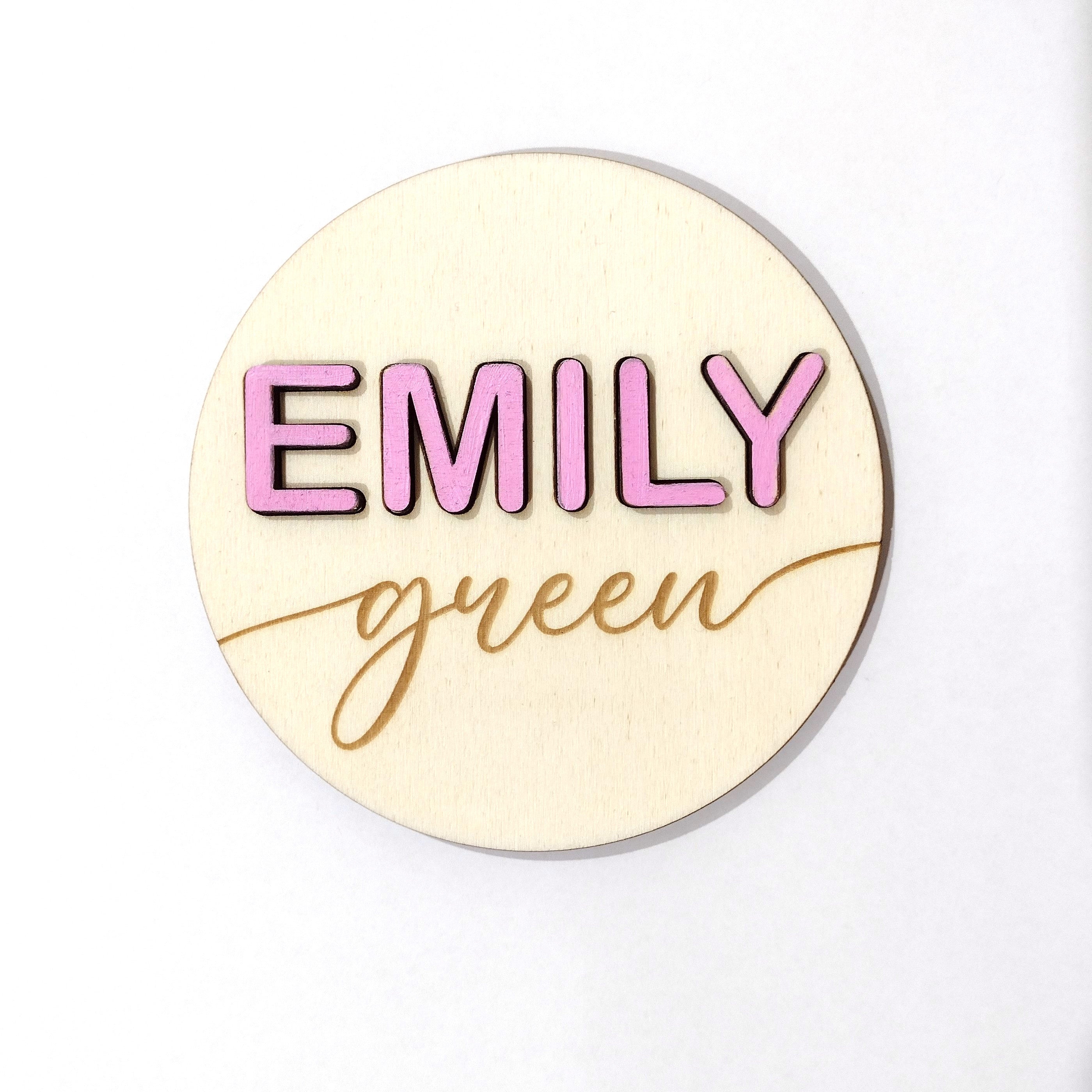 Newborn Announcement Sign / Disc Name + Surname