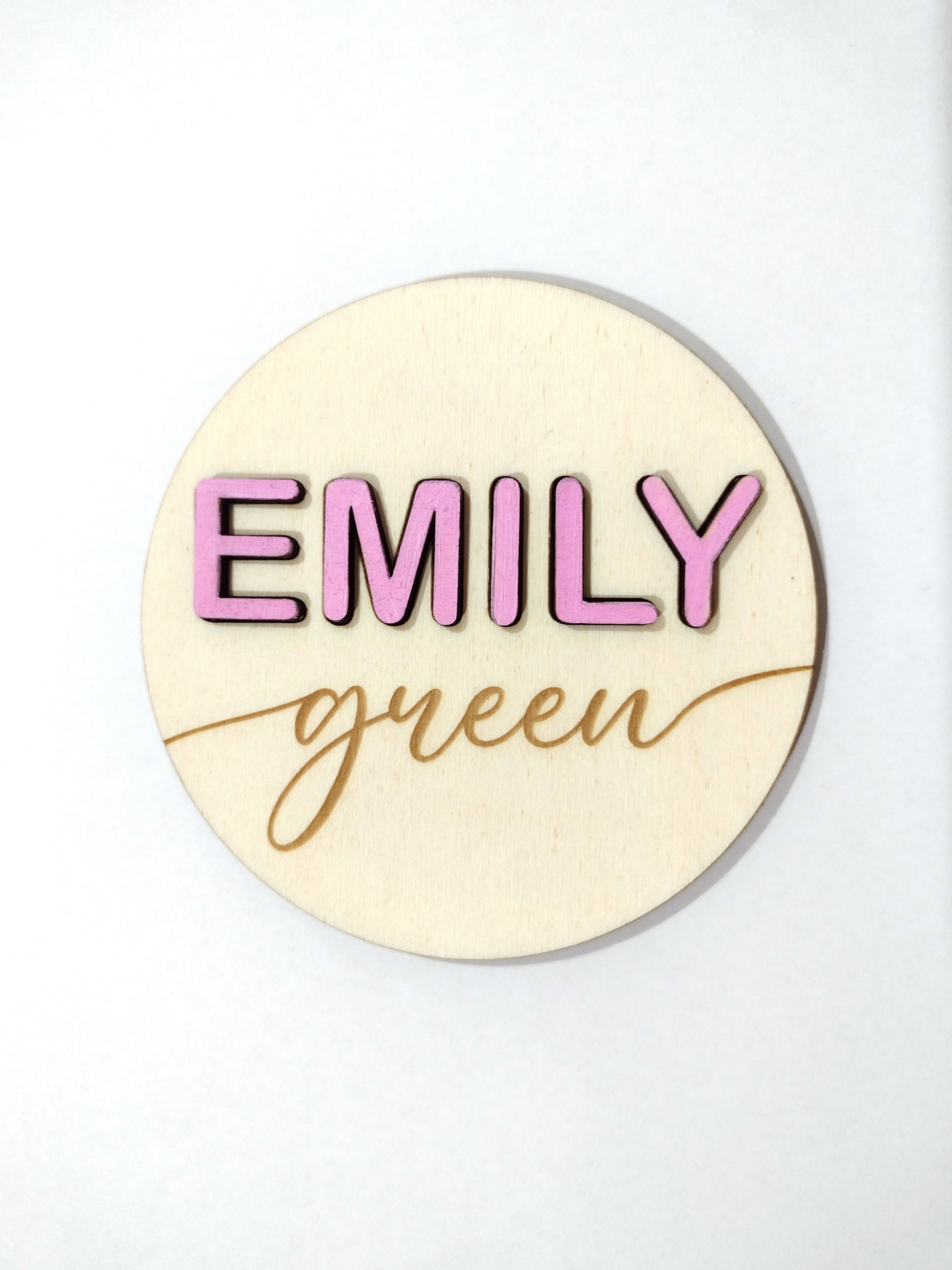 Newborn Announcement Sign / Disc Name + Surname