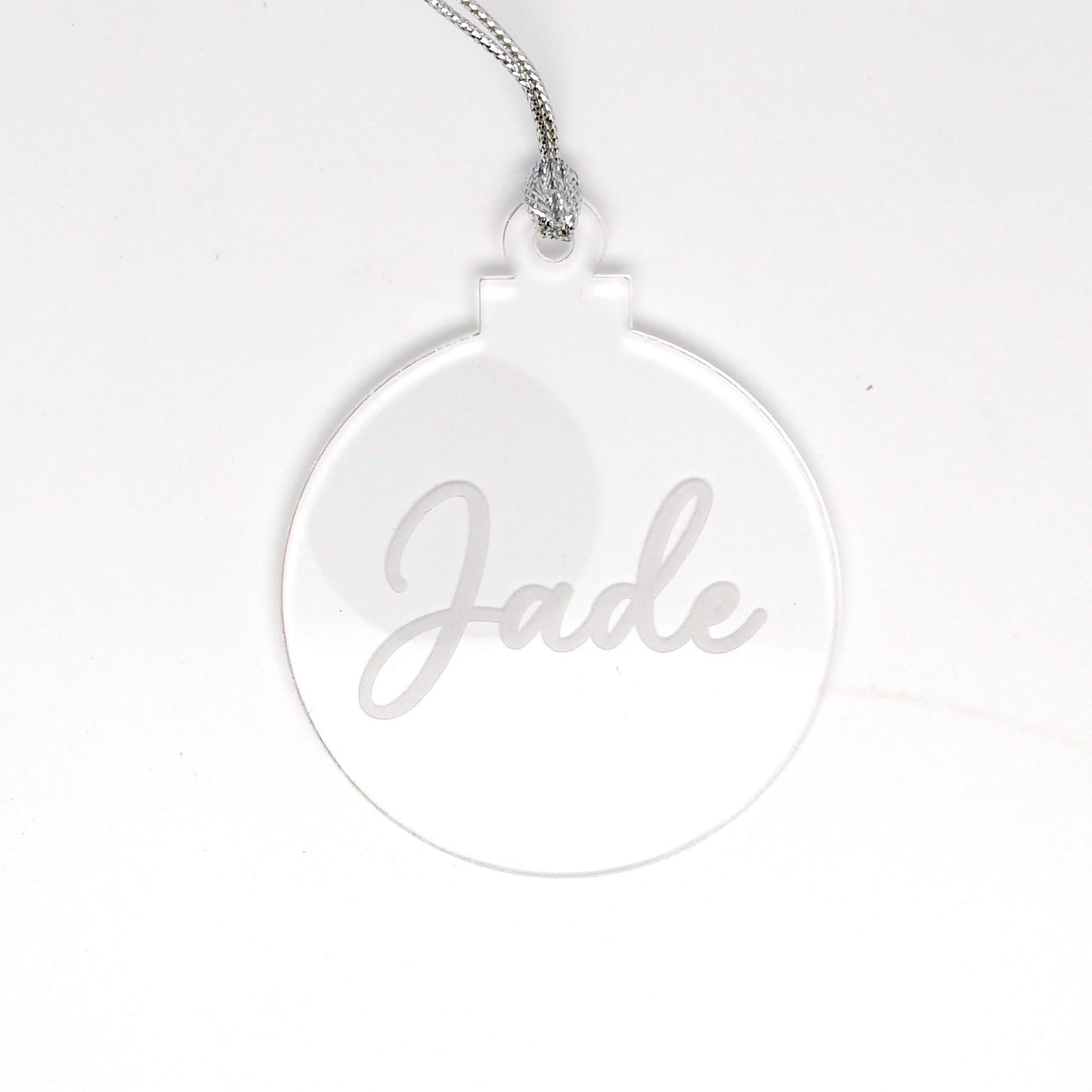 Name Christmas Ornament Clear Acrylic