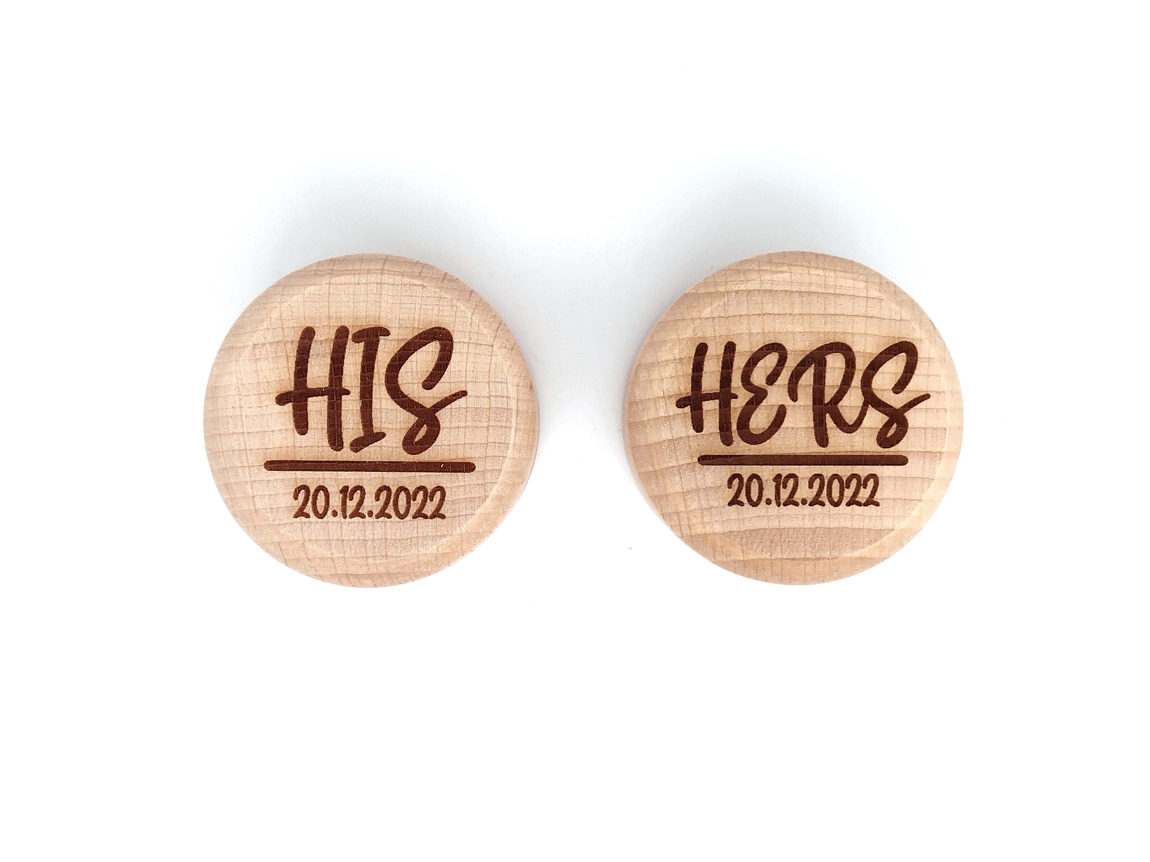 His or Hers + Date Wooden Ring Box