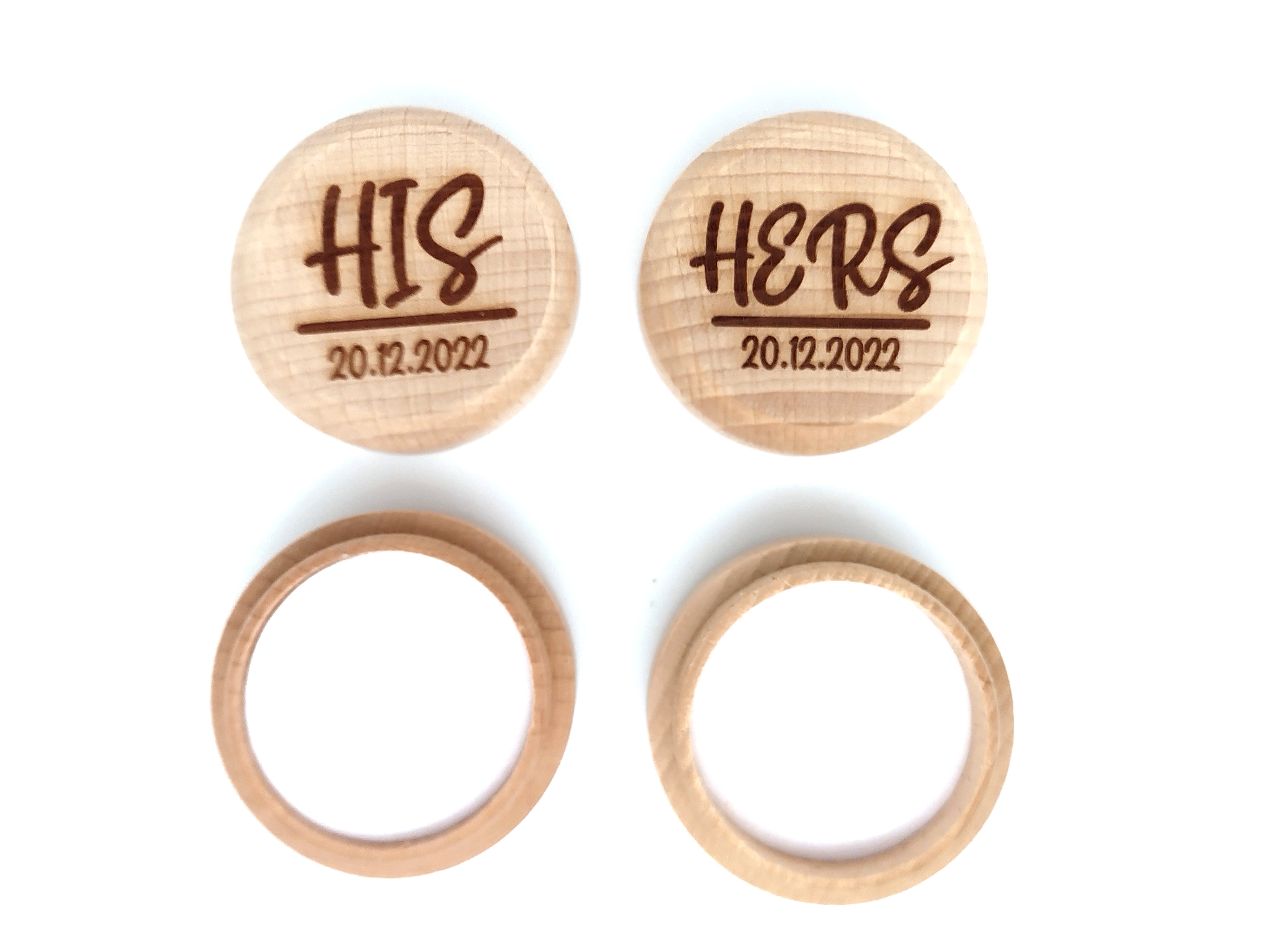 His or Hers + Date Wooden Ring Box