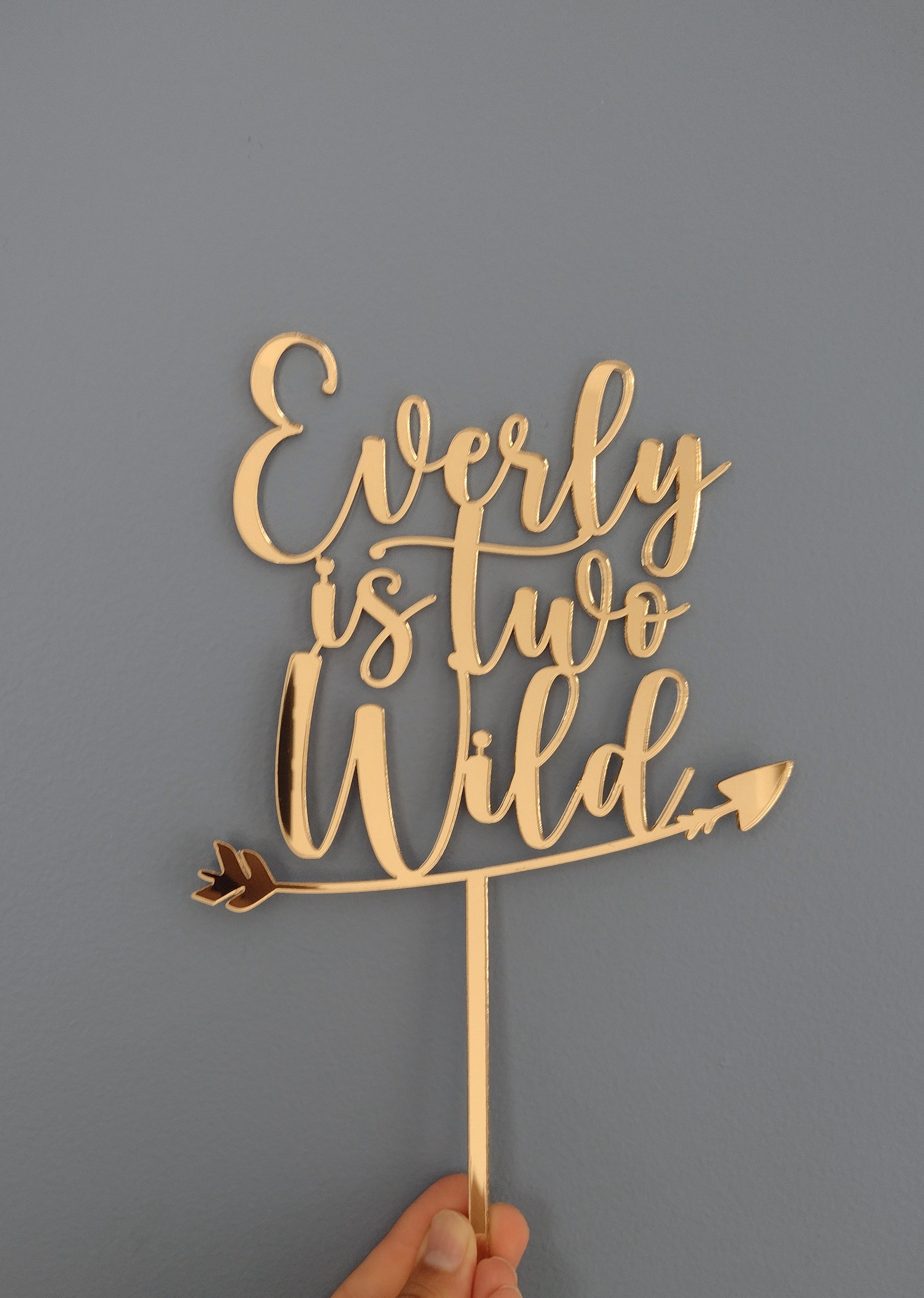 Name + is two + Wild + Arrow Cake Topper