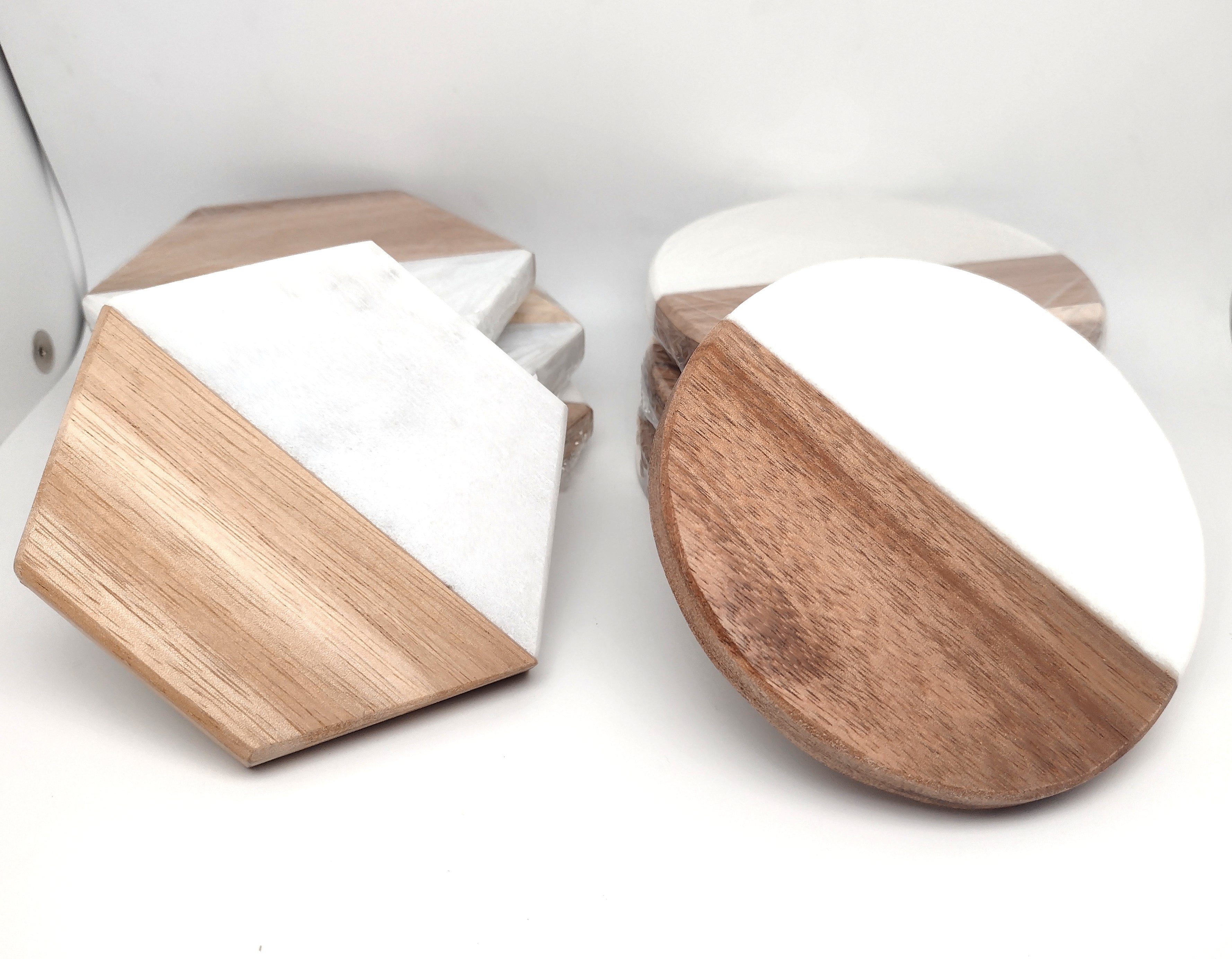 Personalised Marble and Wood Coasters - Gift