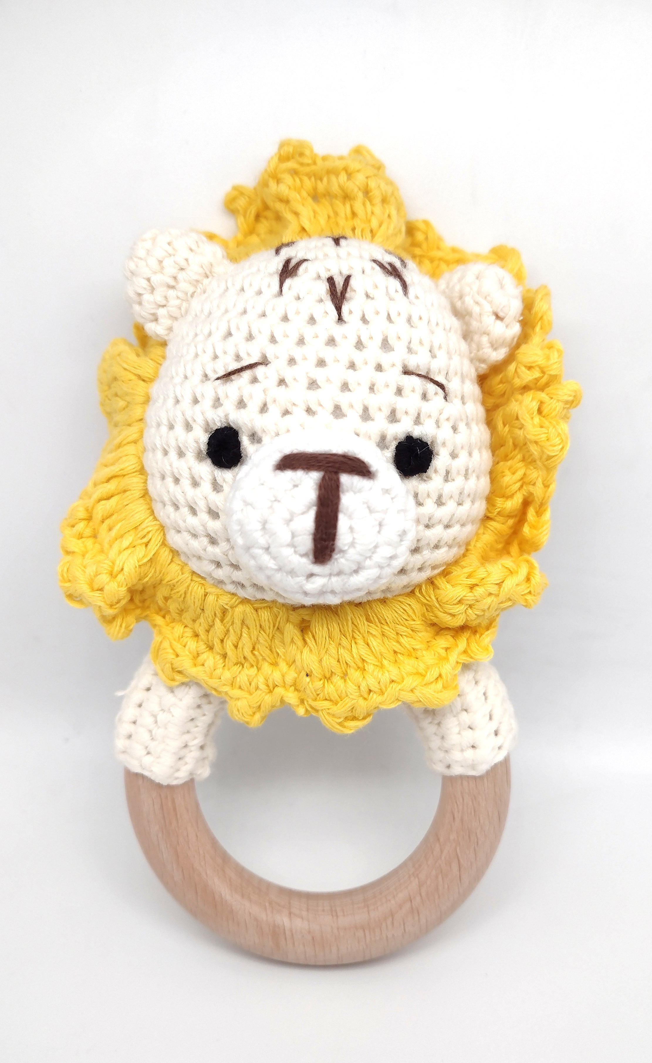 Handmade Lion Teether / Rattle (Name or Name + DOB) Personalised