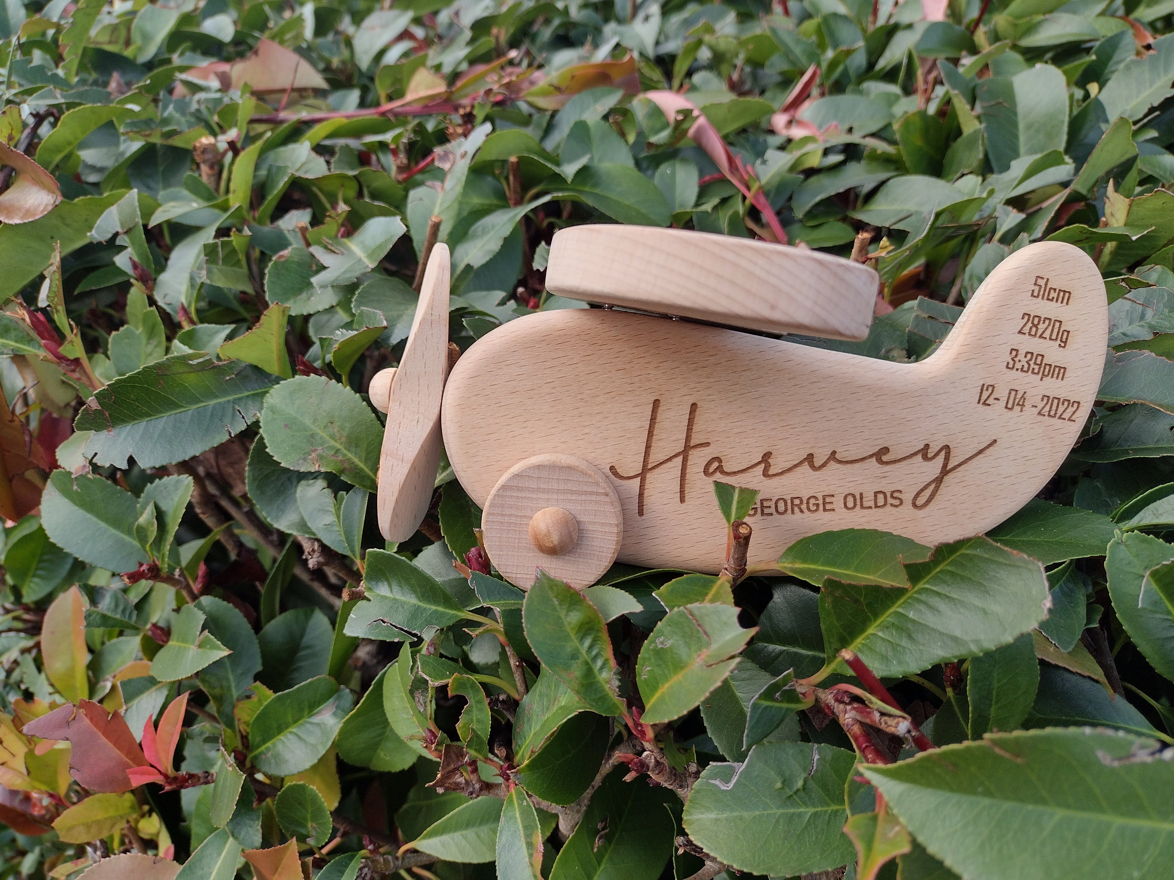 Wooden Plane - Birth Details + First and Middle Name